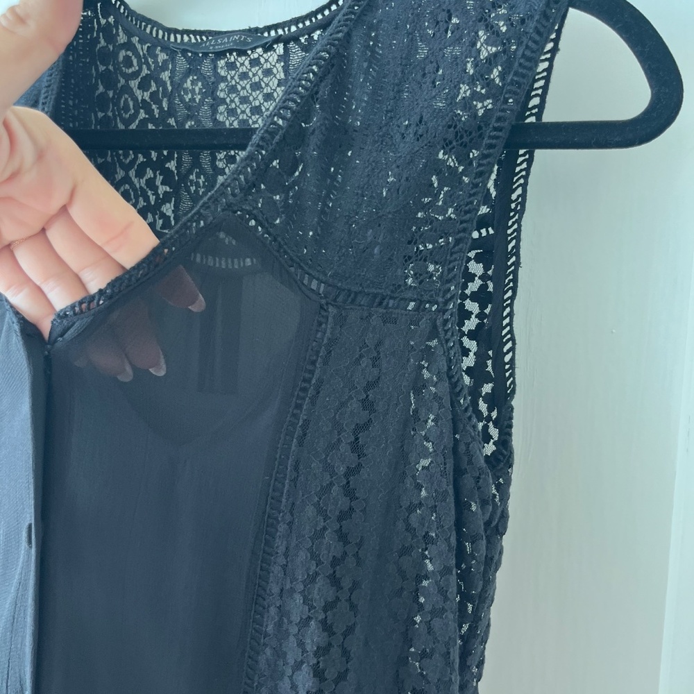 Allsaints Black Lace Button-Front Sleeveless Mini… - image 8